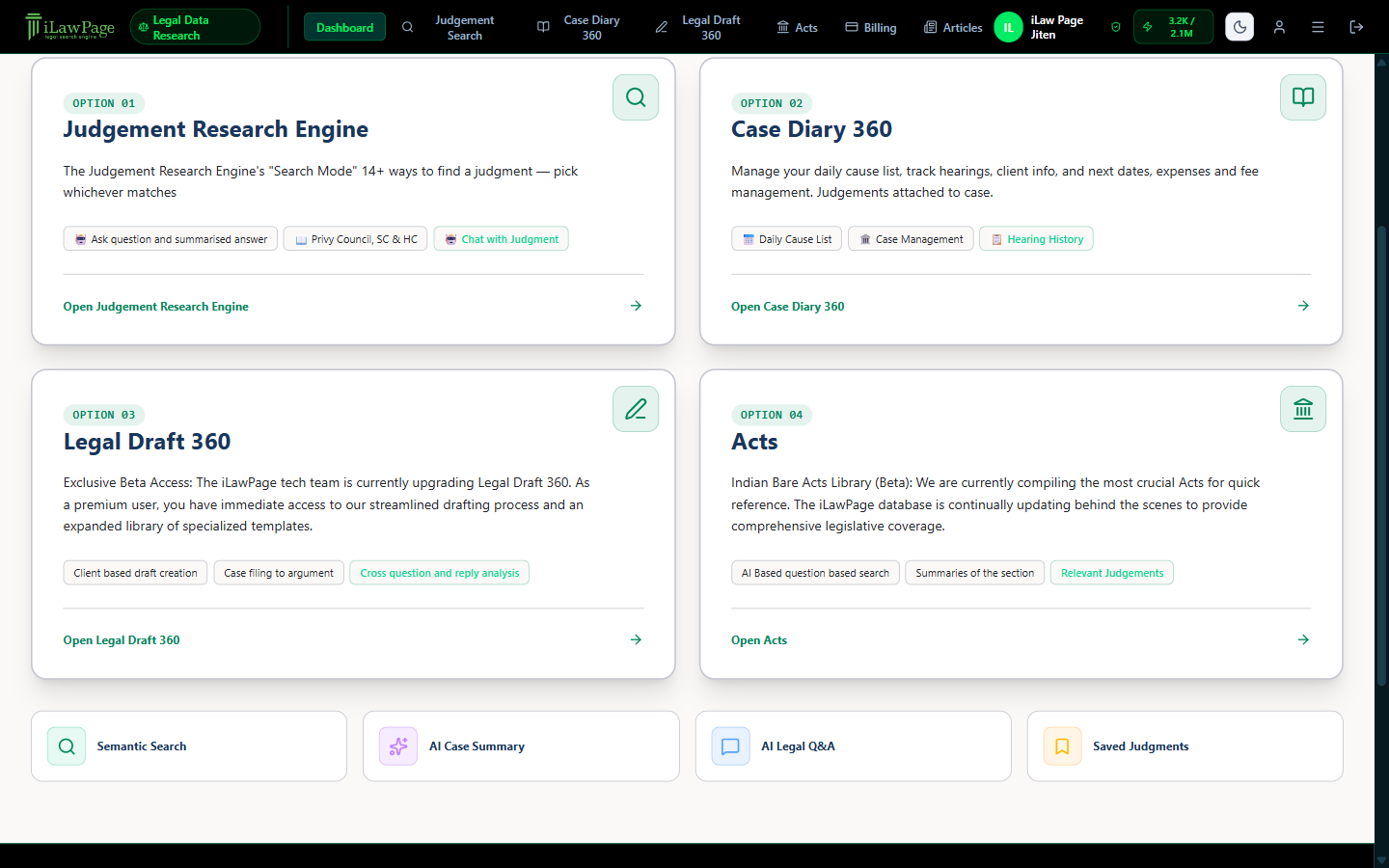 The Case Diary 360 dashboard